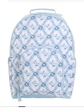 Pottery Barn Teen Hill House Quilted Floral Backpack in Blue and Mint